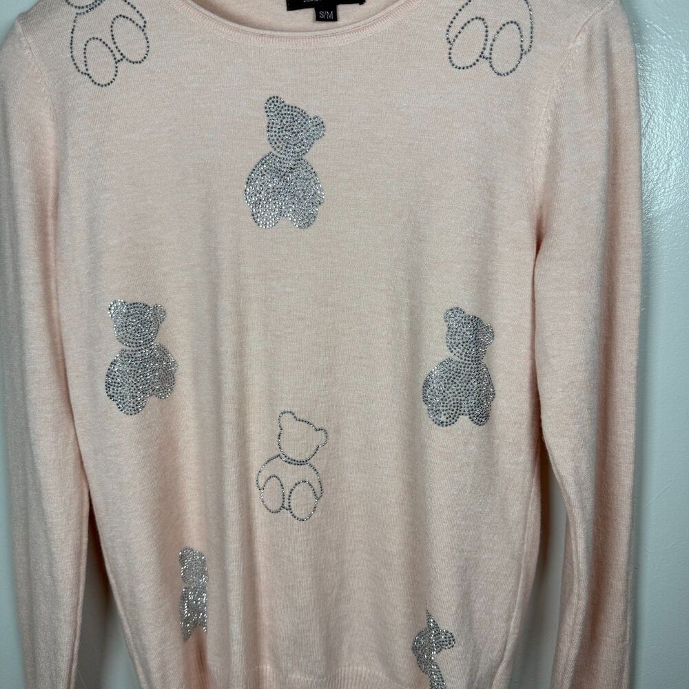 S. Christina 100% Cashemere Rhinestone Embellished Teddy Bear Sweater Size S/M - Picture 9 of 9